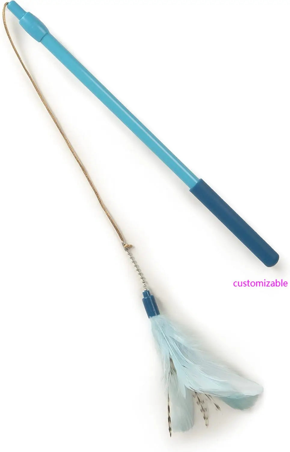 Frisky Flyer Feather Wand Cat Toy, Extendable Up to 24" - Blue, One Size