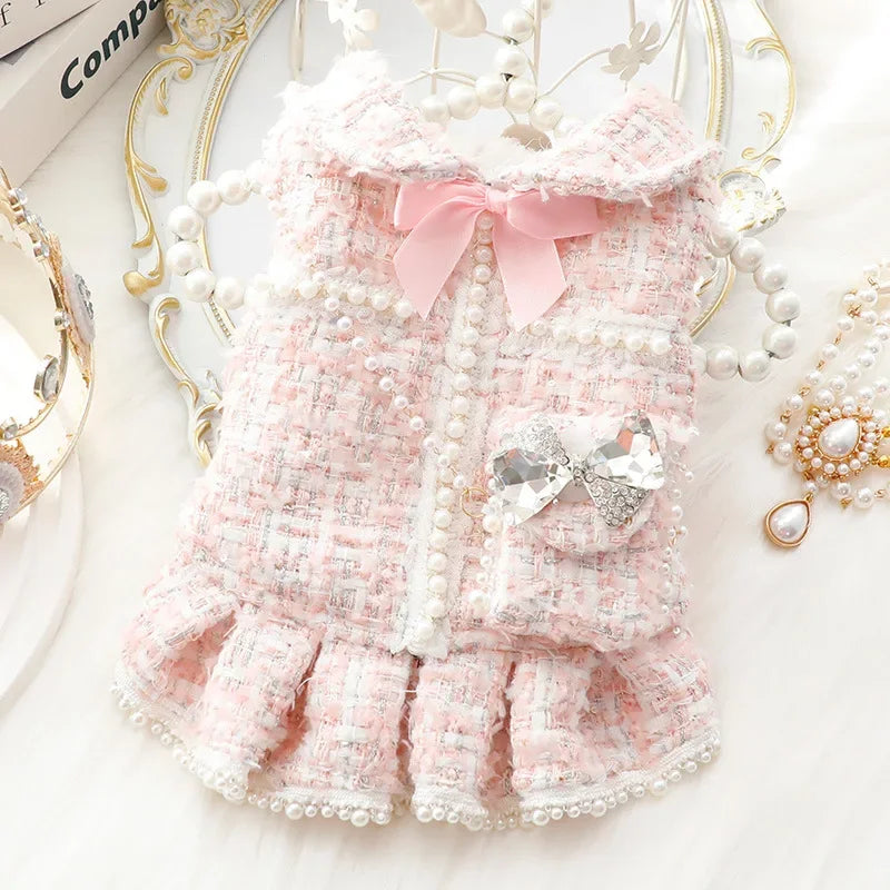 Pink Luxury Fashion Design Winter Dog or Cat Clothes.