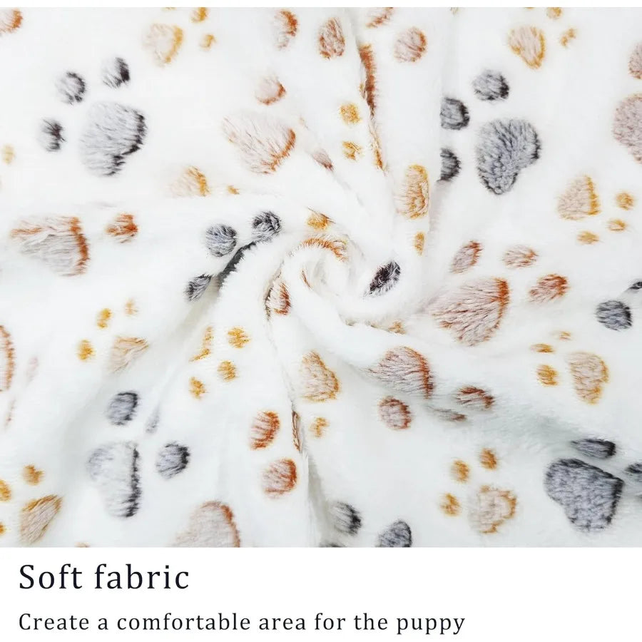 1 Pack 3 Blankets Super Soft Fluffy Premium Fleece Pet Blankets 
Paw Printed Throw for Dog or Cat Small 23x16''