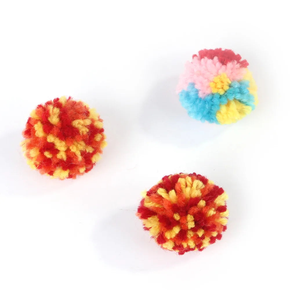 Colorful Woolen Ball Cat Toys.  Boredom Relief for Kittens.  Toy Chasing Indoor Playing Plush Balls Pet Supplies