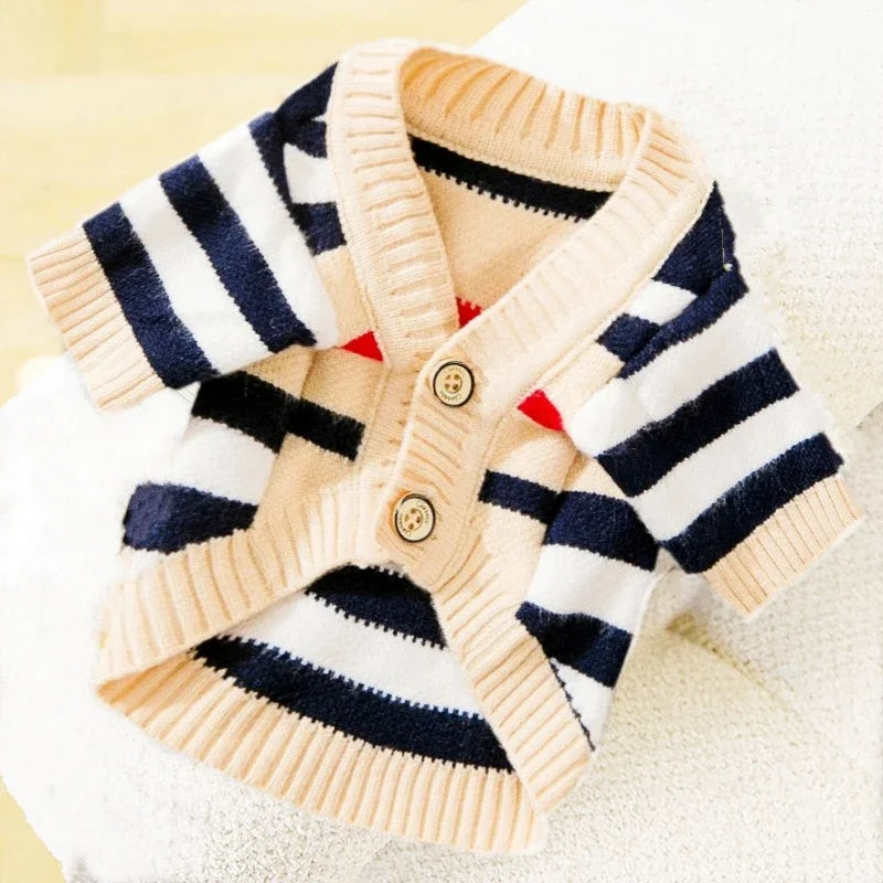 Winter Dog or Cat Knitted Striped Cardigan 
Warm Knitted Sweater