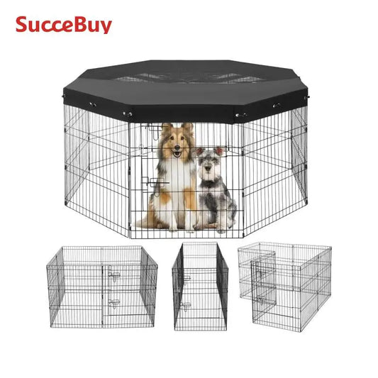 VEVOR Dog Playpen Foldable Metal Pet Exercise Pen Dog Fence Indoor and Outdoor Pen with 600D Oxford Fabric Top Cover for Dogs