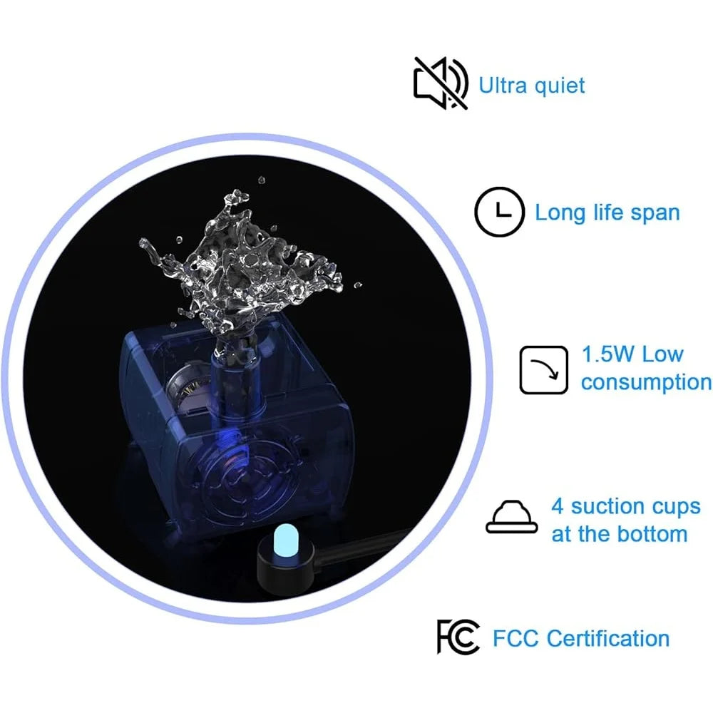 Cat Water Fountain Stainless Steel Lid 2.4L Automatic Pet Drinking Fountain with LED Light Water Level Window Quiet Pump Fresh