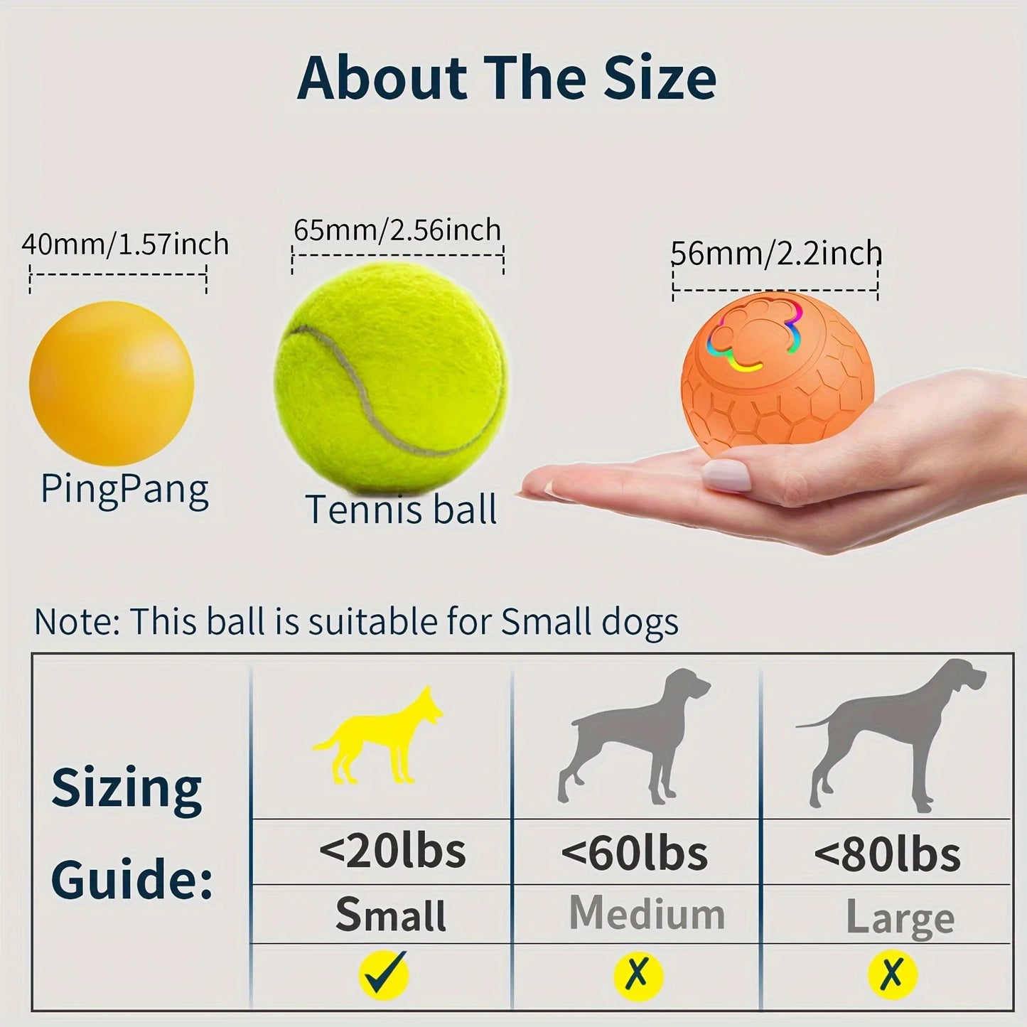Smart Pet Jumping Ball.  Interactive Balls For Small Dogs, USB Rechargeable, With Colorful Flashing Lights.