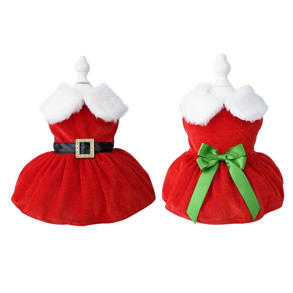 Red Soft Christmas Dress for Dog or Cat. 
Easy To Clean.