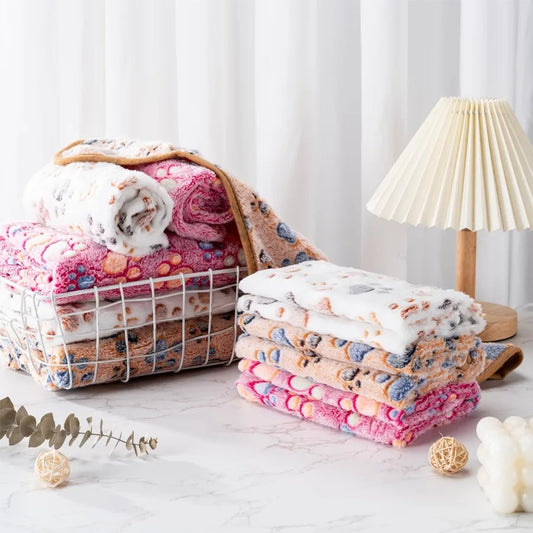 1 Pack 3 Blankets Super Soft Fluffy Premium Fleece Pet Blanket 
Paw Printed Throw for Dog Cat Small 23x16''