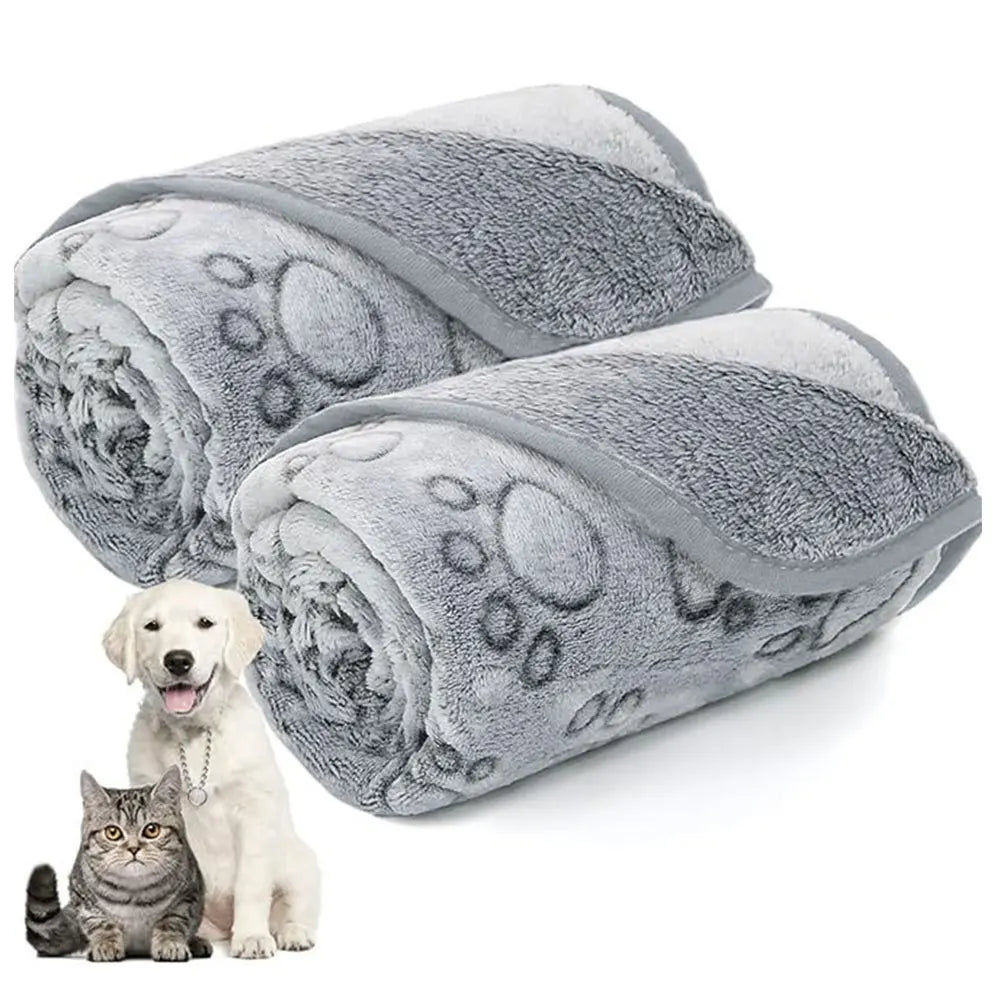 Soft Warm Paw Print Blanket for Dogs or Cats  
Washable Pet Blanket