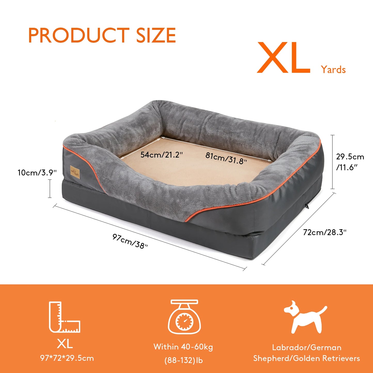 Large Dog Bed. Soft, Comfortable, Anti Allergy.  Warm Fleece.  Removable, Washable Cover. Waterproof.