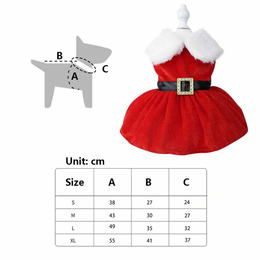 Red Soft Christmas Dress for Dog or Cat. 
Easy To Clean.
