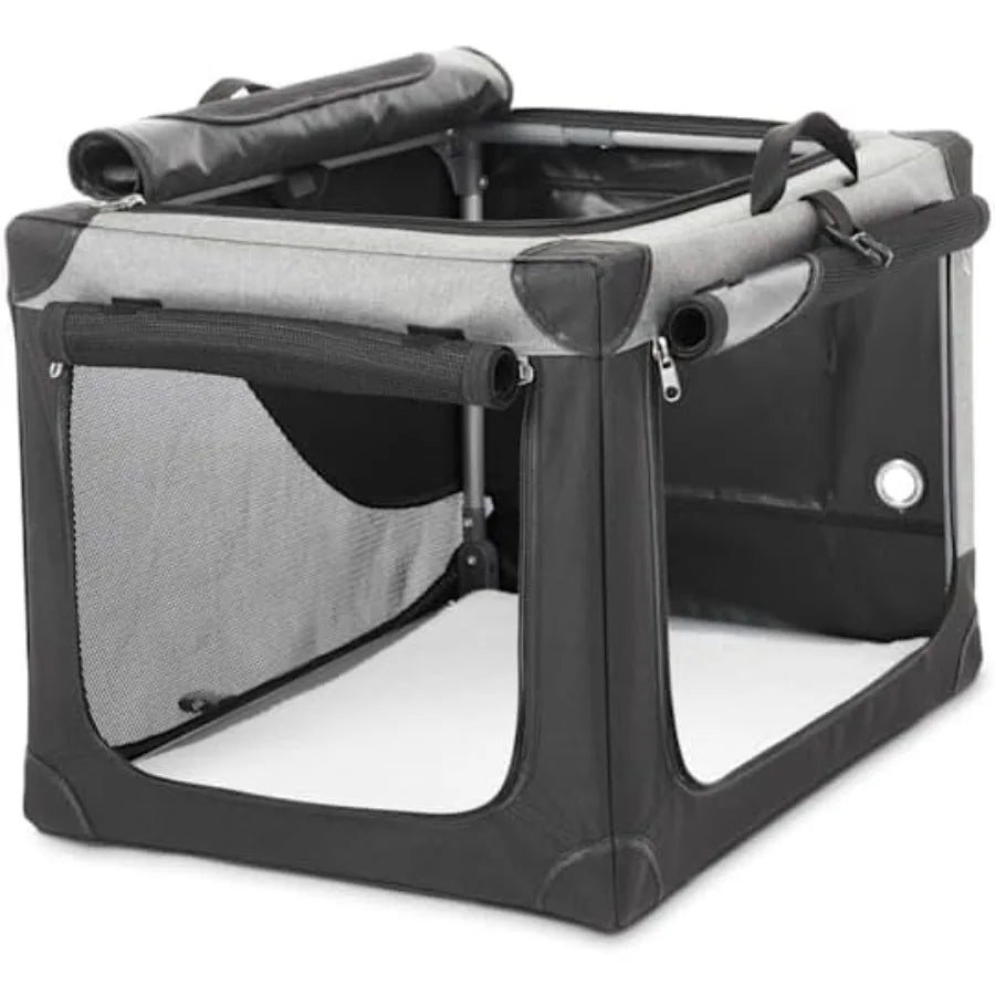 Portable Canvas Dog Crate for Travel and Outdoor Adventures: Compact Stow Go Design with Durable Fabric Ideal for Airplane Car