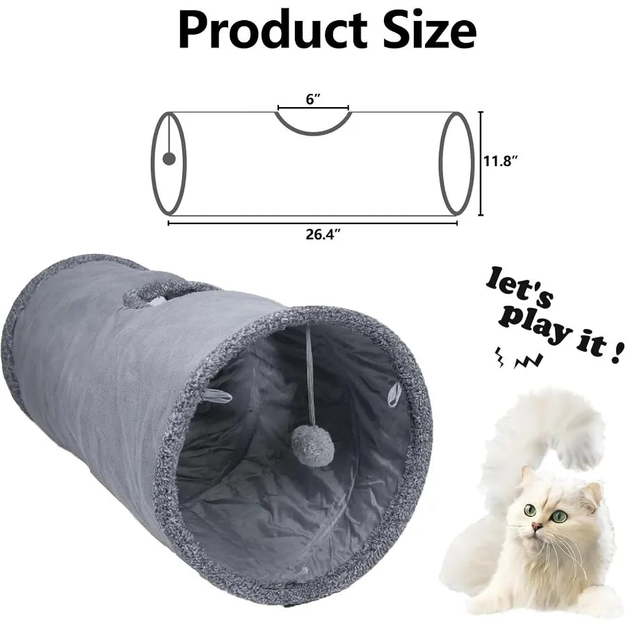 Durable Suede Collapsible Cat Play Tube Toys with Play Ball for Indoor Use Ideal for Cats Puppies Kittens and Small Rabbits Com