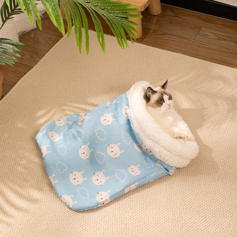 Cat Sleeping Bag Soft winter Fluffy Feel Thickened Pet Pocket Type Quilt Bed Soft Comfortable Warm Nest Pet Supplies