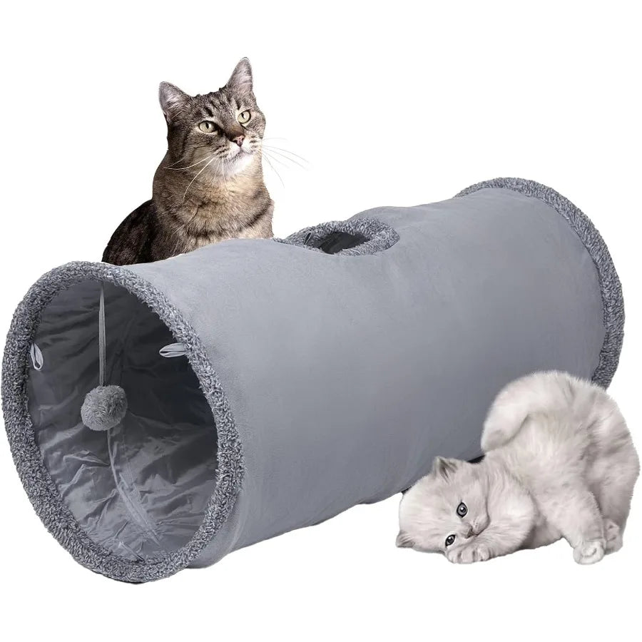 Durable Suede Collapsible Cat Play Tube Toys with Play Ball for Indoor Use Ideal for Cats Puppies Kittens and Small Rabbits Com