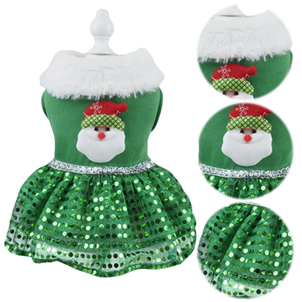 Christmas Bling Dog Dress 
Puppy Holiday Clothes.  Christmas Theme Dog Dress.