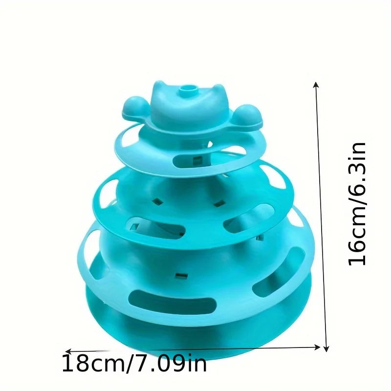 1pcs 4-Layer Feather Cat Ball Track With Fun Toy Ball And Playing Stick - Interactive Toy For Cats