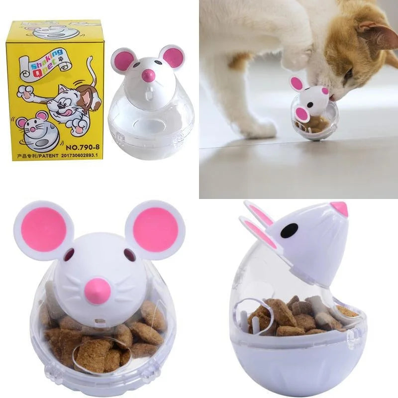 Pet Feeder Cat Toy Mouse Rolling Food Dispenser with Leakage Feature Funny Training Play Tool for Kittens And Cats