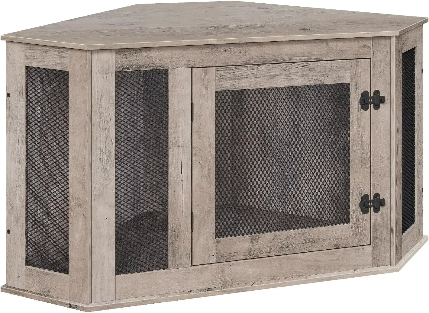 Corner Dog Crate Furniture, Wooden Dogs Kennel End Table, Decorative Pet Crate Indoor Use, Furniture Style Dogs House