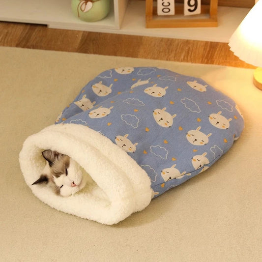 Cat Sleeping Bag Soft winter Fluffy Feel Thickened Pet Pocket Type Quilt Bed Soft Comfortable Warm Nest Pet Supplies