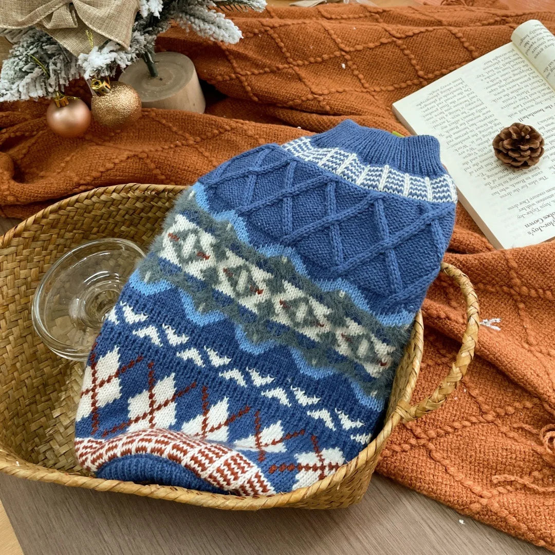 Autumn and Winter Dog Thick Warm Sweater Teddy Pet Dog Clothes Pink Striped Party Outfit Photograph Outdoor Dog Walking Outfit