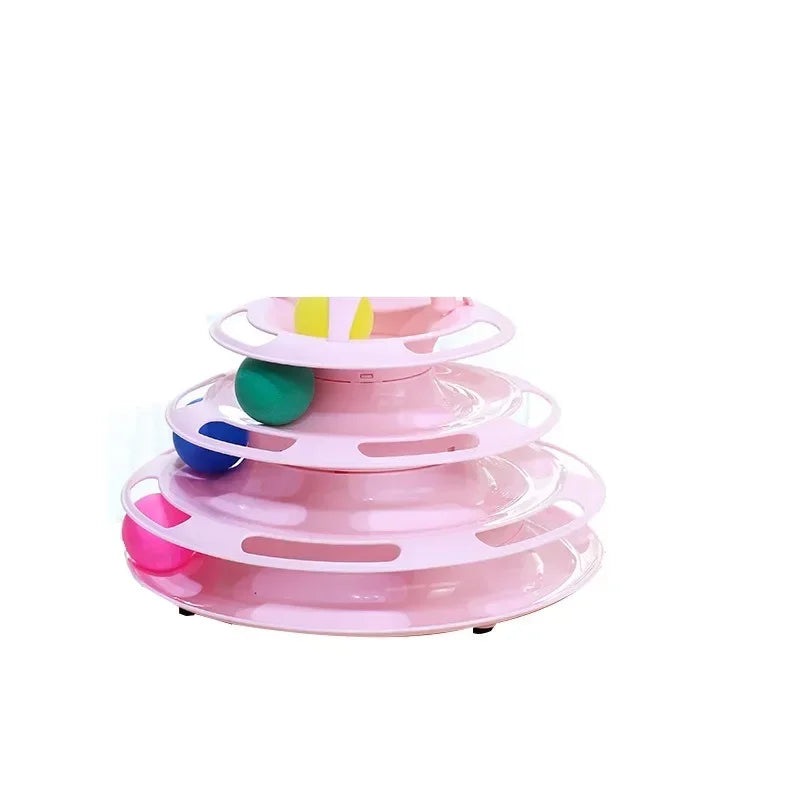 Three-Layer Ball Cat Toy .  Interactive educational track toy cat space tower play