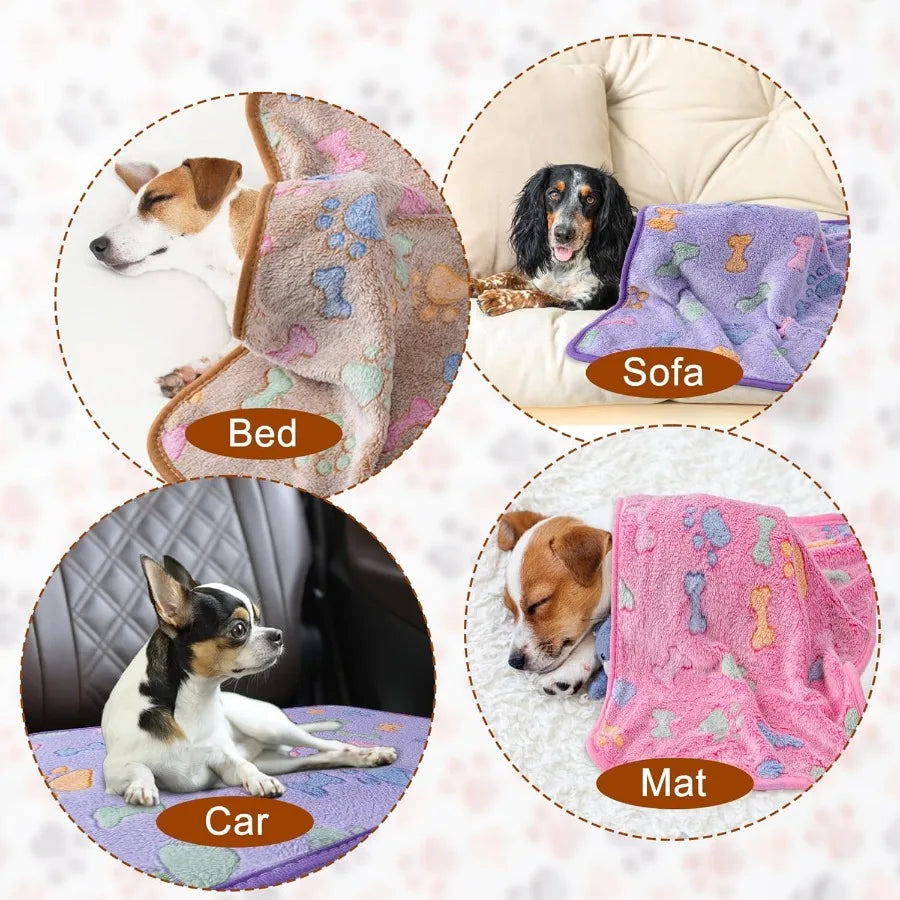 1 Pack 3 Blankets Super Soft Fluffy Premium Fleece Pet Blankets
Paw Printed Throw for Dog or Cat Small 23x16''