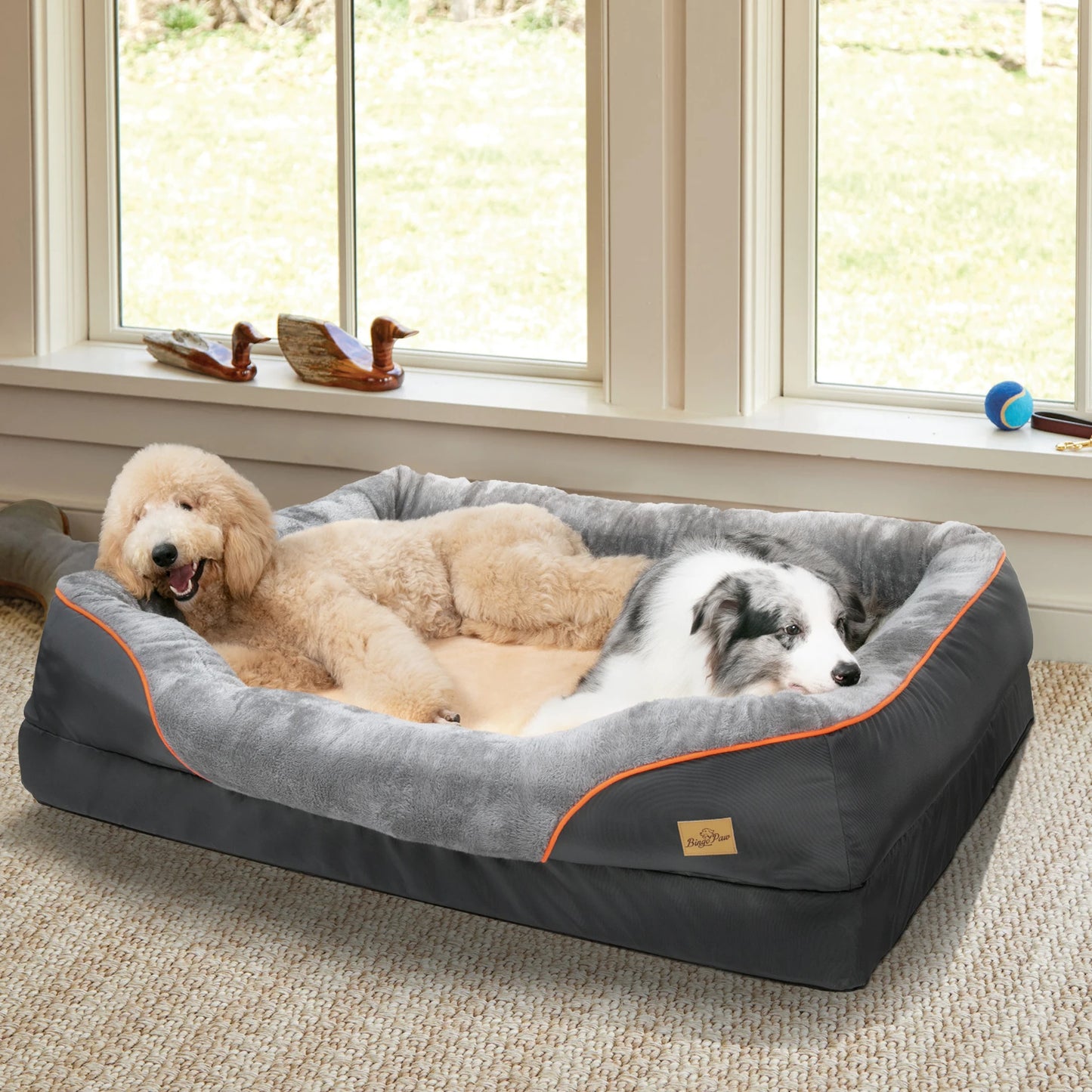 Large Dog Bed. Soft, Comfortable, Anti Allergy.  Warm Fleece.  Removable, Washable Cover. Waterproof.