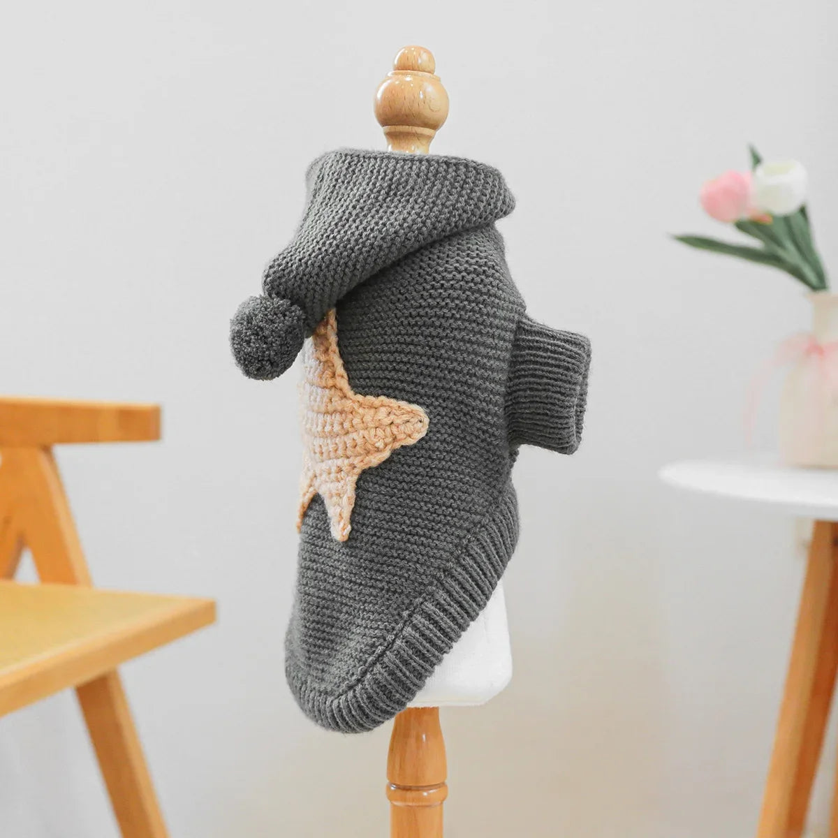 Starfish Hooded Sweater - Dark Gray Pullover Pet Sweater