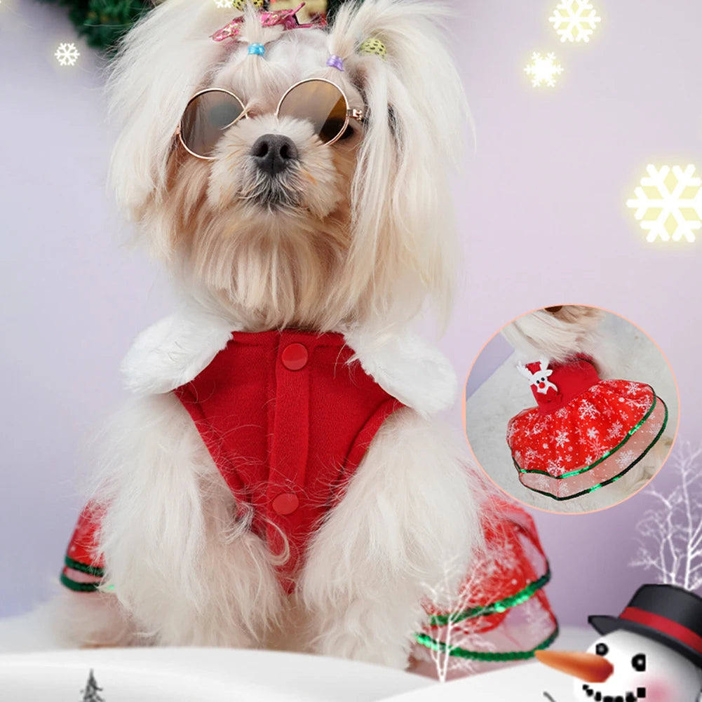Christmas Bling Dog Dress 
Puppy Holiday Clothes.  Christmas Theme Dog Dress.