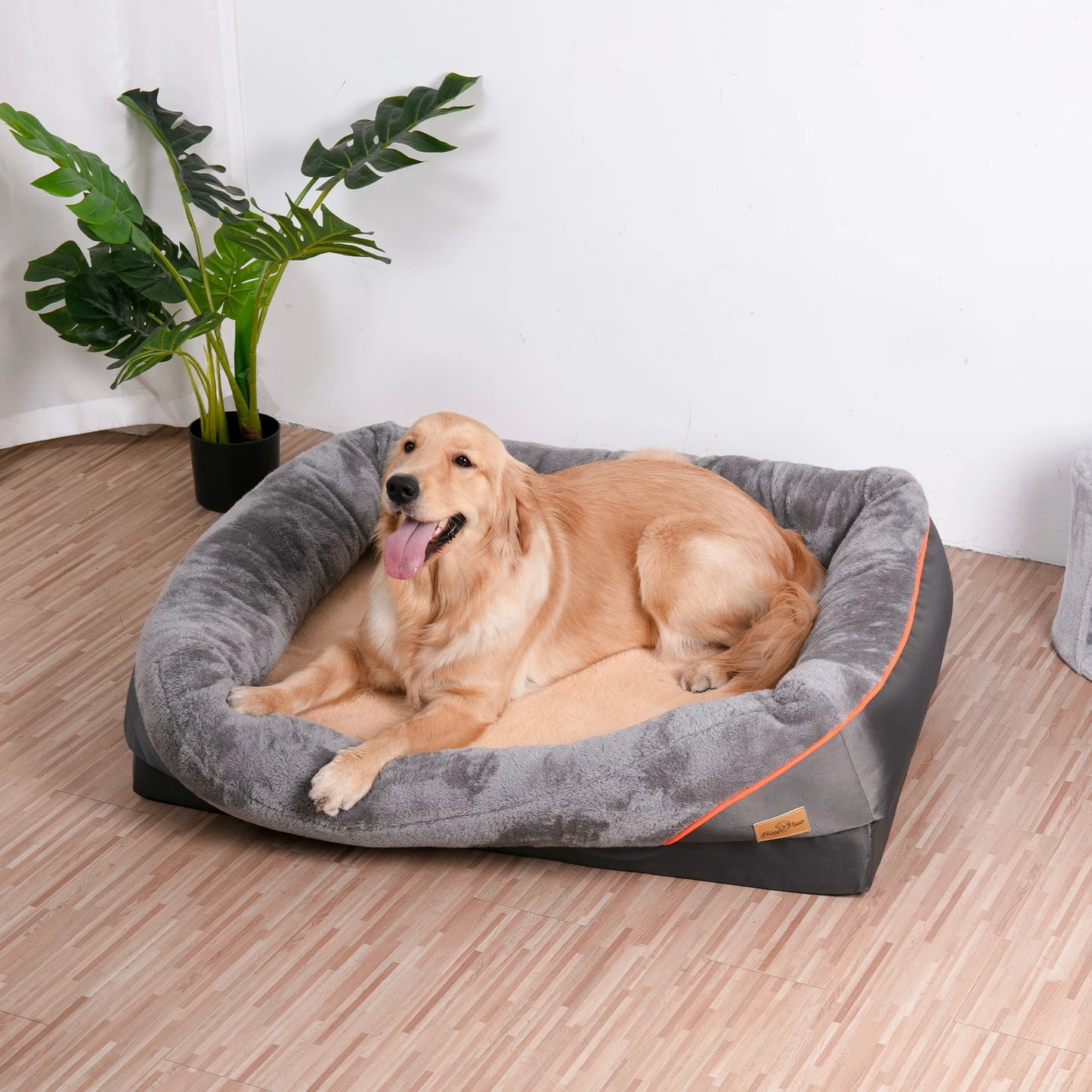Super Soft Orthopedic Foam Pet Bed Sleeping Mat with Cotton-padded Bolster and Removable Cover
