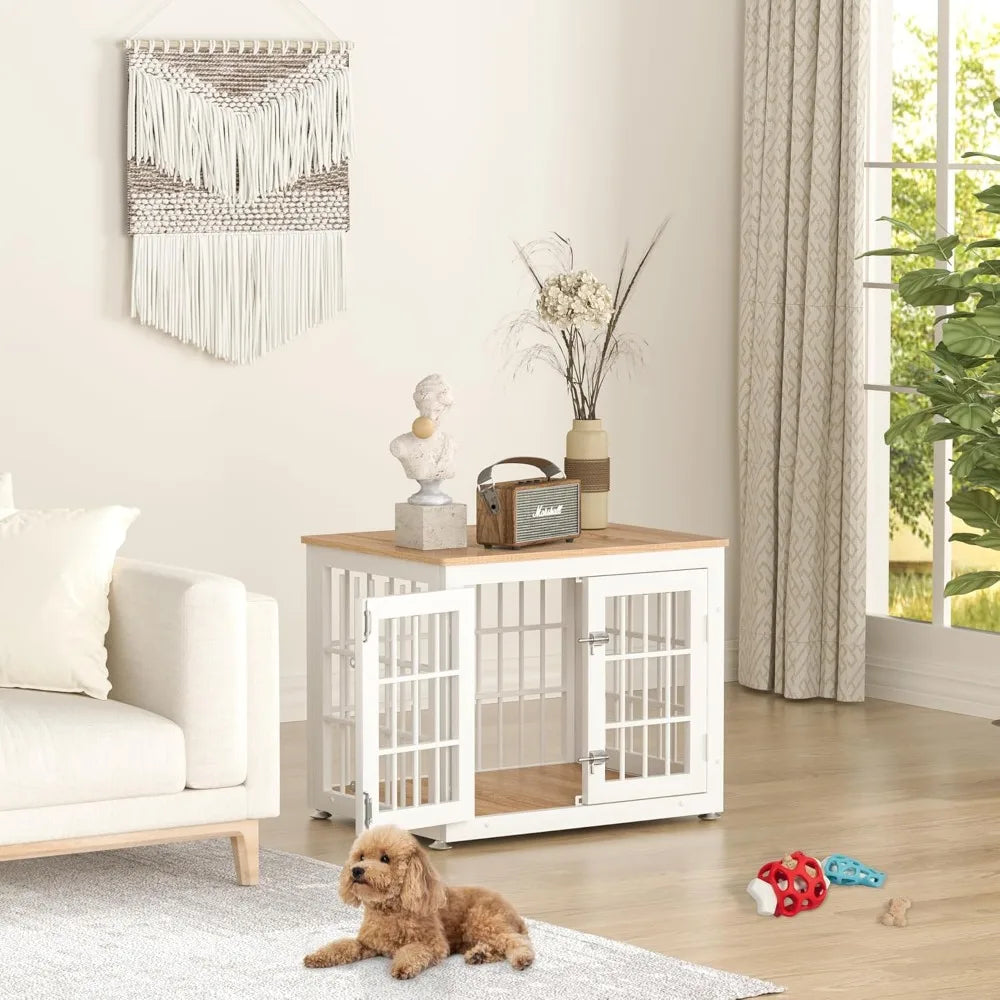 Heavy Duty Dog Crate Furniture for Small Dogs, Decorative Pet House End Table, Wooden Cage Kennel Furniture Indoor