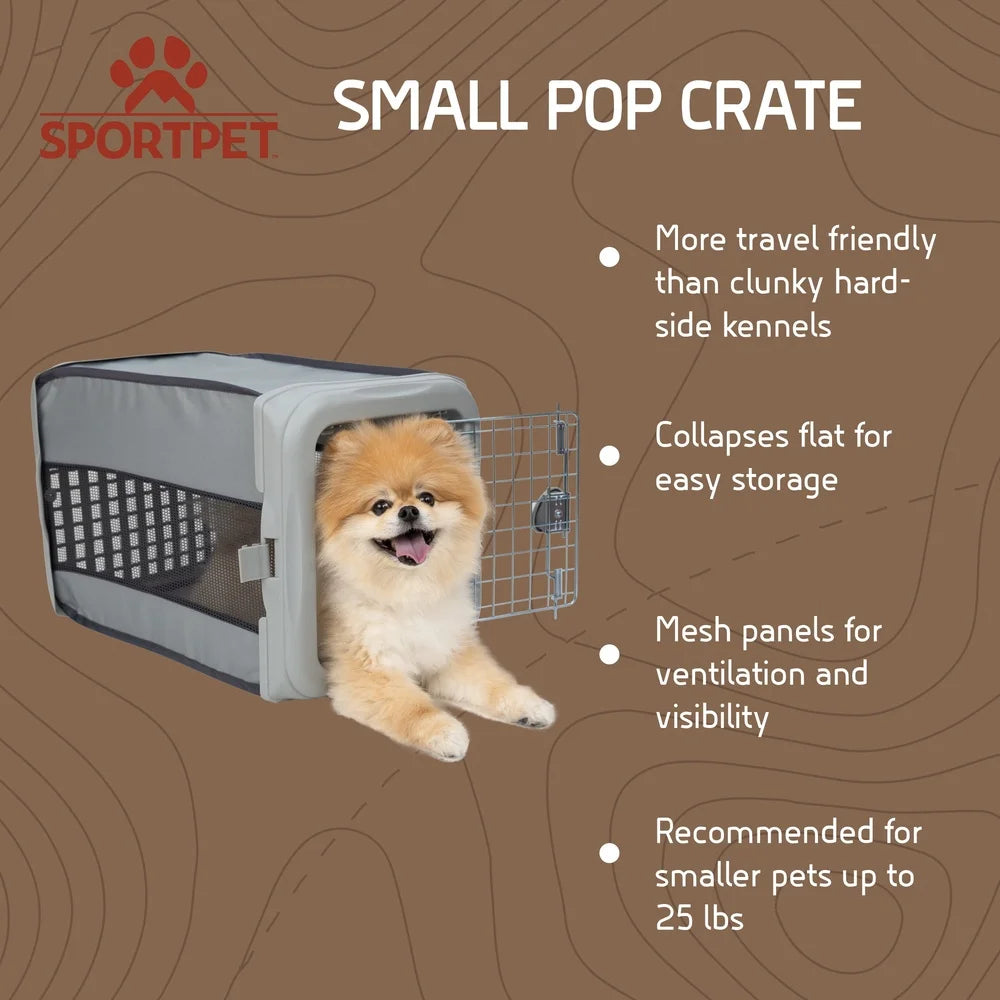 Collapsible Pop-up Dog Kennel Portable Travel Crate with Metal Gate Mesh Ventilation Easy Storage Indoor Outdoor Use