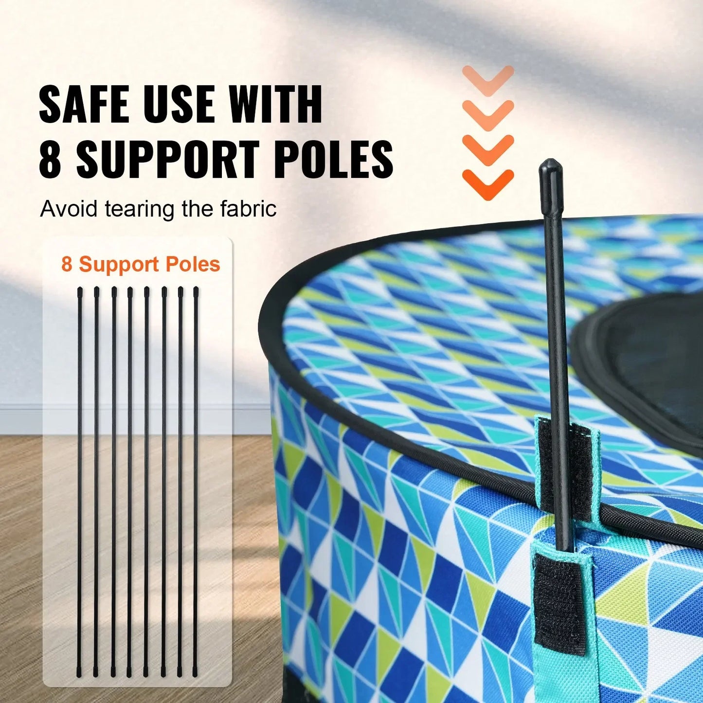 Foldable Pet Playpen 44'' x 44'' x 24'' Portable Dog Playpen Crate Kenne 600D Oxford Cloth, Removable Zipper (Round, L)