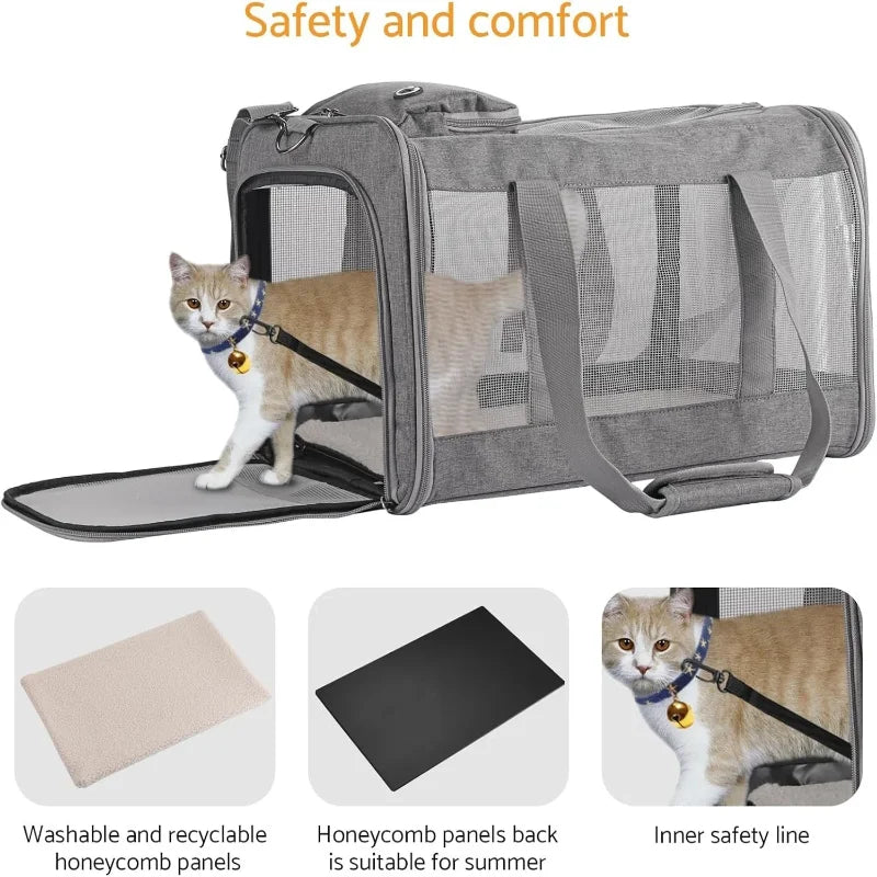 Airline Approved Pet Carrier for Cats Dogs Soft Travel Bag with Breathable Honeycomb Board,Removable Support Board for Pet