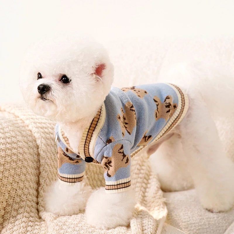 Winter Dog or Cat Knitted Striped Cardigan 
Warm Knitted Sweater