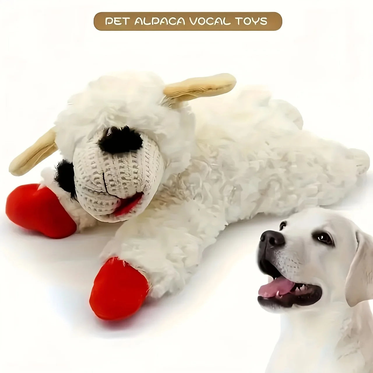 Adorable Lamb Shape Plush Toy with high pitched squeaker.
Cat or dog companion, plush doll pet toy, sounding band rattling lamb doll