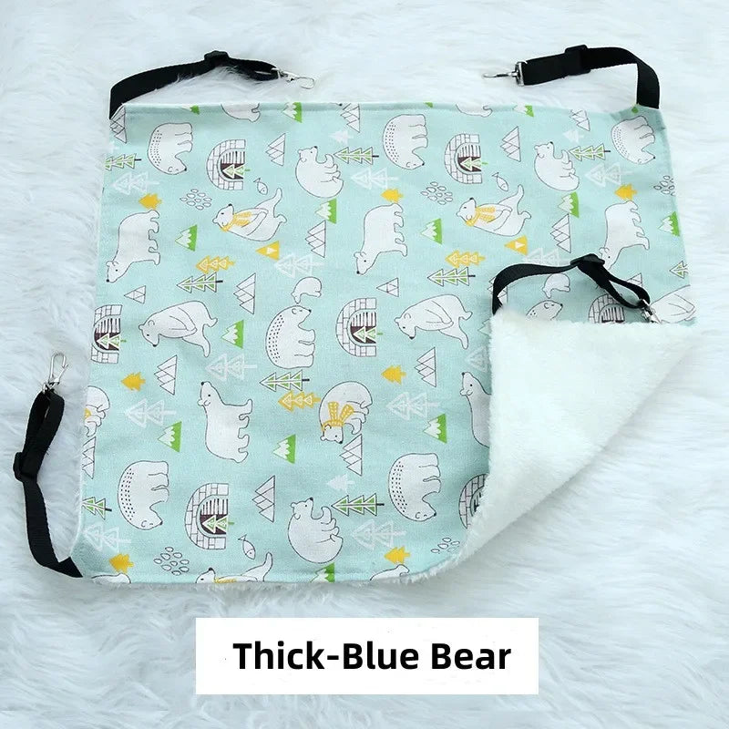 Cat Hanging Hammock with Adjustable Straps Double-Sided Pet Cage Hammock Hanging Bed Resting Sleepy Pad for Small Animals Pets