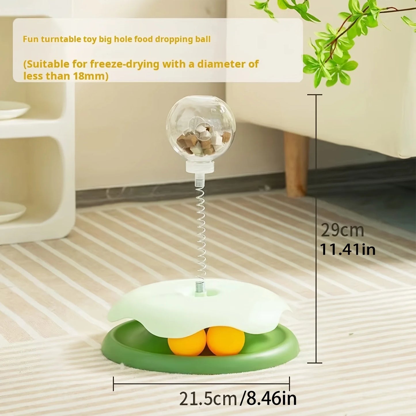 Cat Toy Ball Track with Treat Dispensing Ball, 3-in-1 Self-Entertainment for Cats, Educational Slow-Feeding Toy Ball, Cat Teaser Wand Combined with Ball Track, Spring Treat Dispensing Ball, Cat Pet Supplies