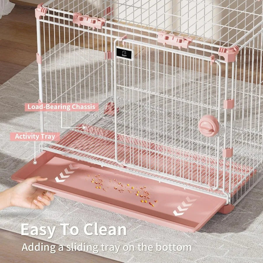 Stylish Pink Indoor Dog Crate, 30 Inch Ventilated Pet Home with Slide-Out Tray, for Medium Breed Dogs