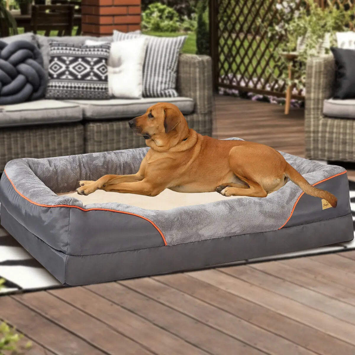 Super Soft Orthopedic Foam Pet Bed Sleeping Mat with Cotton-padded Bolster and Removable Cover