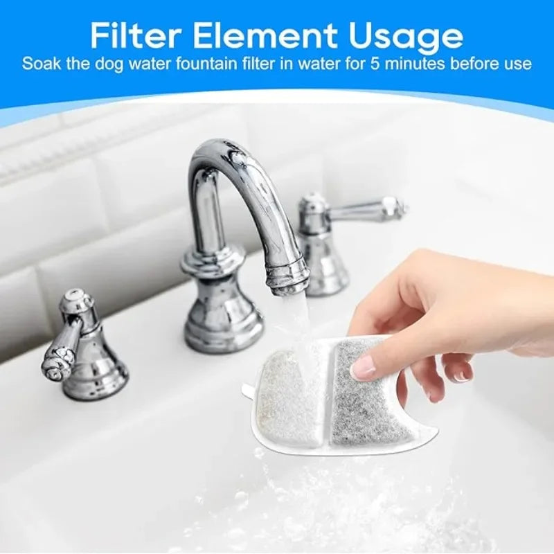 5/8 Pack Filters + Sponges Replacement Pet Water Fountain Filter for 4L Wilreless Stainless Steel Cat Drinking Water Dispenser