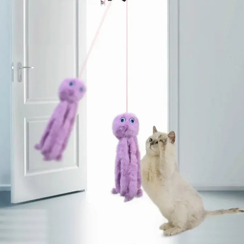 Cat Toy Hanging Simulation Elastic Cat Stick Cartoon Door Elastic Rope Cat Toy Self-Enjoyment and Boredom Relief Swing Cat Toy