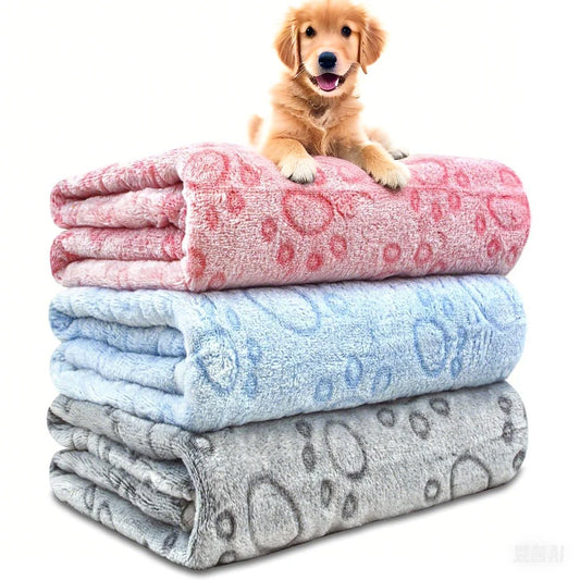Ultra-Soft Paw Print Blankets - Machine Washable, Cozy Pet Blankets for Indoor & Outdoor Use - Ideal for Small to Large Pets.