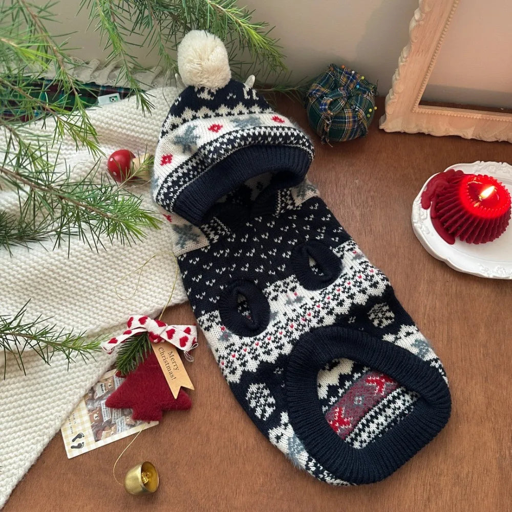Christmas Hooded Pet Sweater