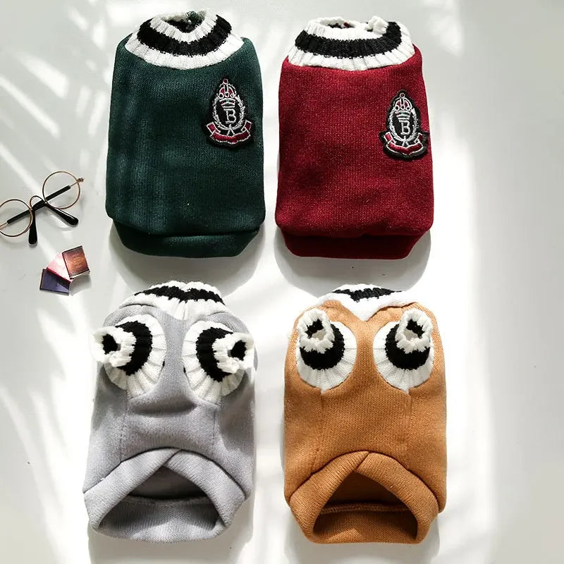 College Style Pet Dog Sweater Winter Warm Dog Clothes for Small Medium Dogs Puppy Cat Vest Chihuahua French Bulldog Yorkie Coat