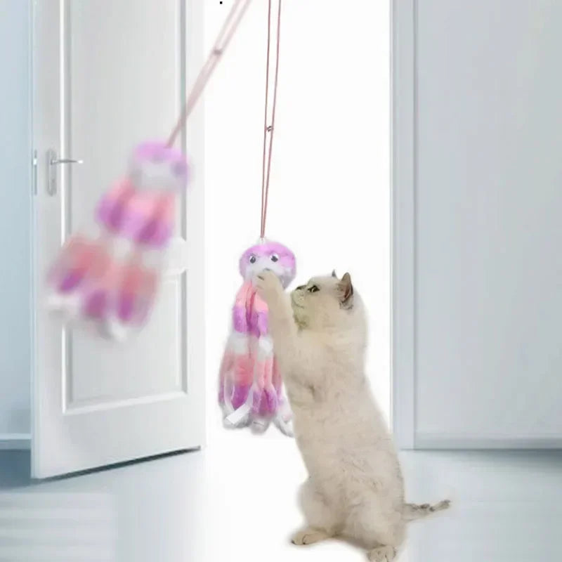 Cat Toy Hanging Simulation Elastic Cat Stick Cartoon Door Elastic Rope Cat Toy Self-Enjoyment and Boredom Relief Swing Cat Toy