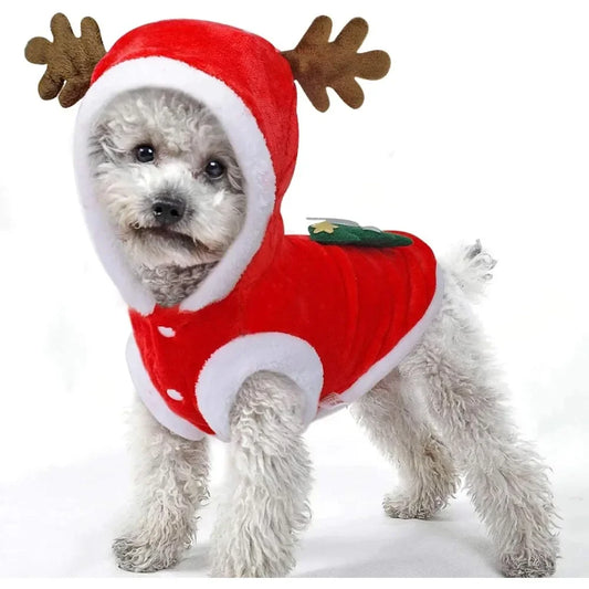Adorable Festive Christmas Deer Costume. 
Keeps Warm in Winter Flannel Festive Clothes. 
Dog or Cat Deer Christmas Costume.