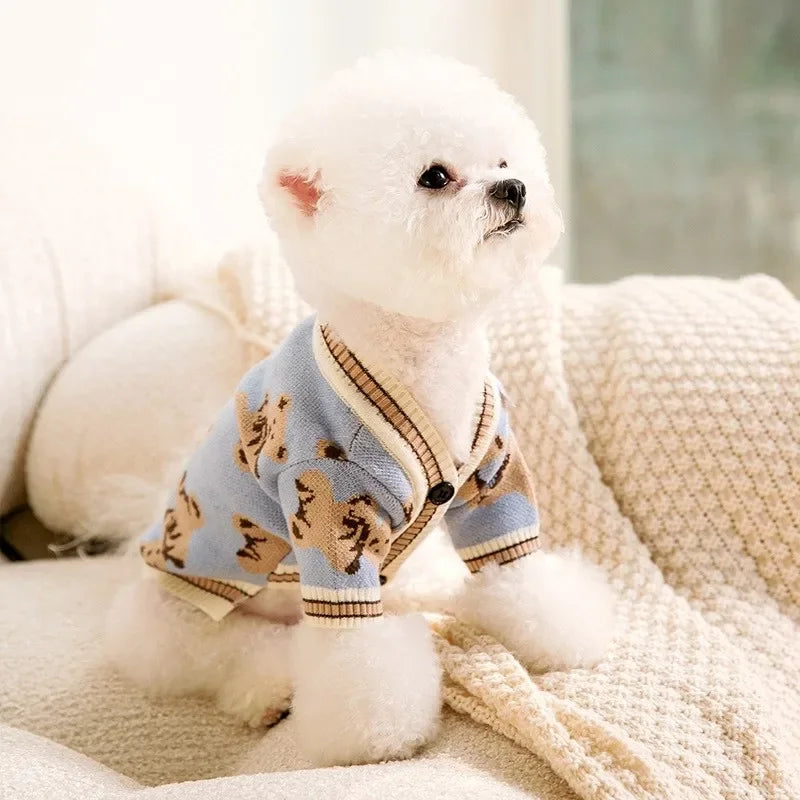 Winter Dog or Cat Knitted Striped Cardigan 
Warm Knitted Sweater