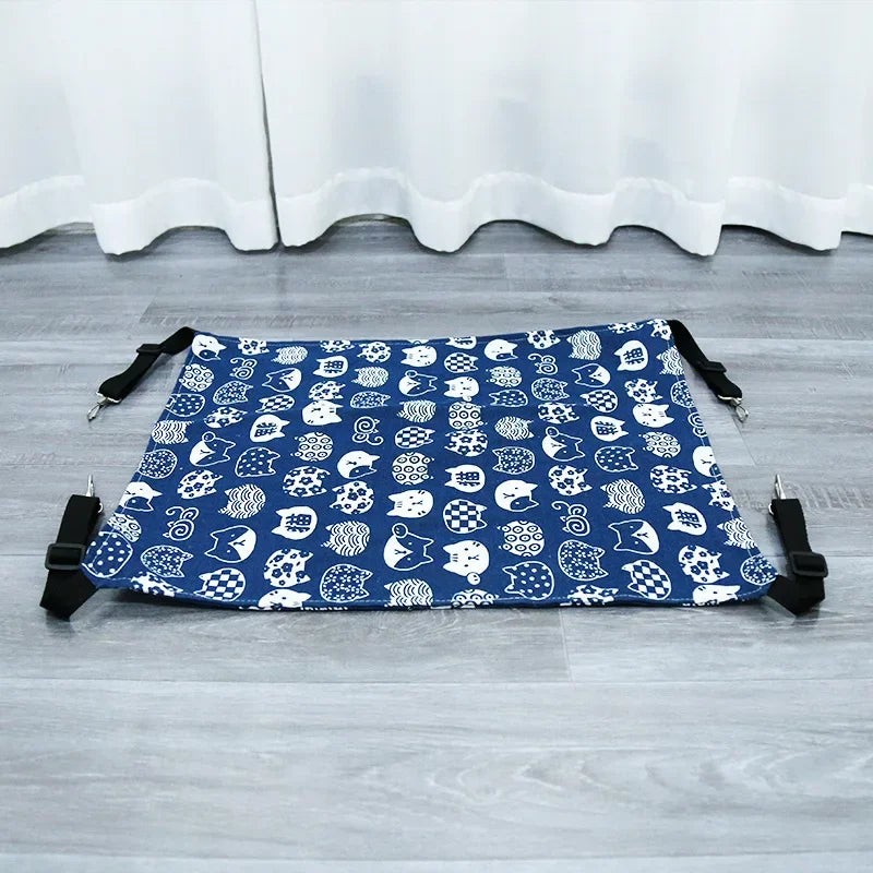 Cat Hanging Hammock with Adjustable Straps Double-Sided Pet Cage Hammock Hanging Bed Resting Sleepy Pad for Small Animals Pets
