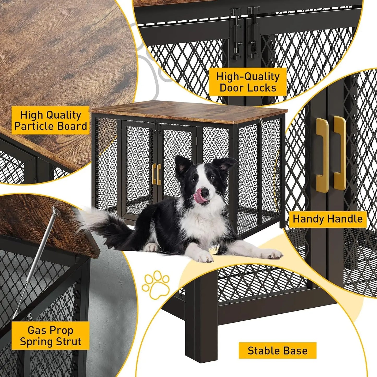 Large Dog Crate Furniture with Top Access Door
Heavy Duty Wooden Pet Cage for Medium to Large Dogs Up to 110 Lbs