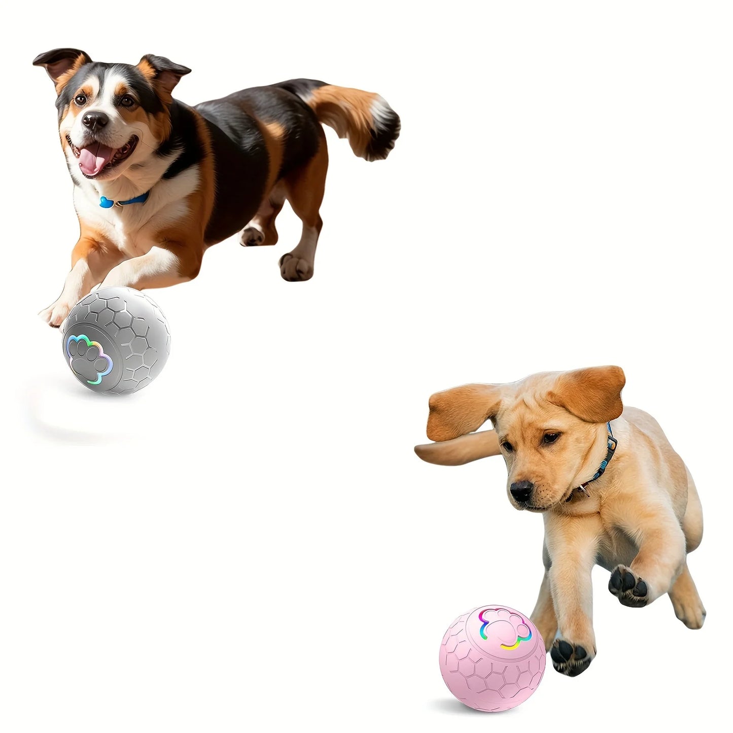 Smart Pet Jumping Ball.  Interactive Balls For Small Dogs, USB Rechargeable, With Colorful Flashing Lights.